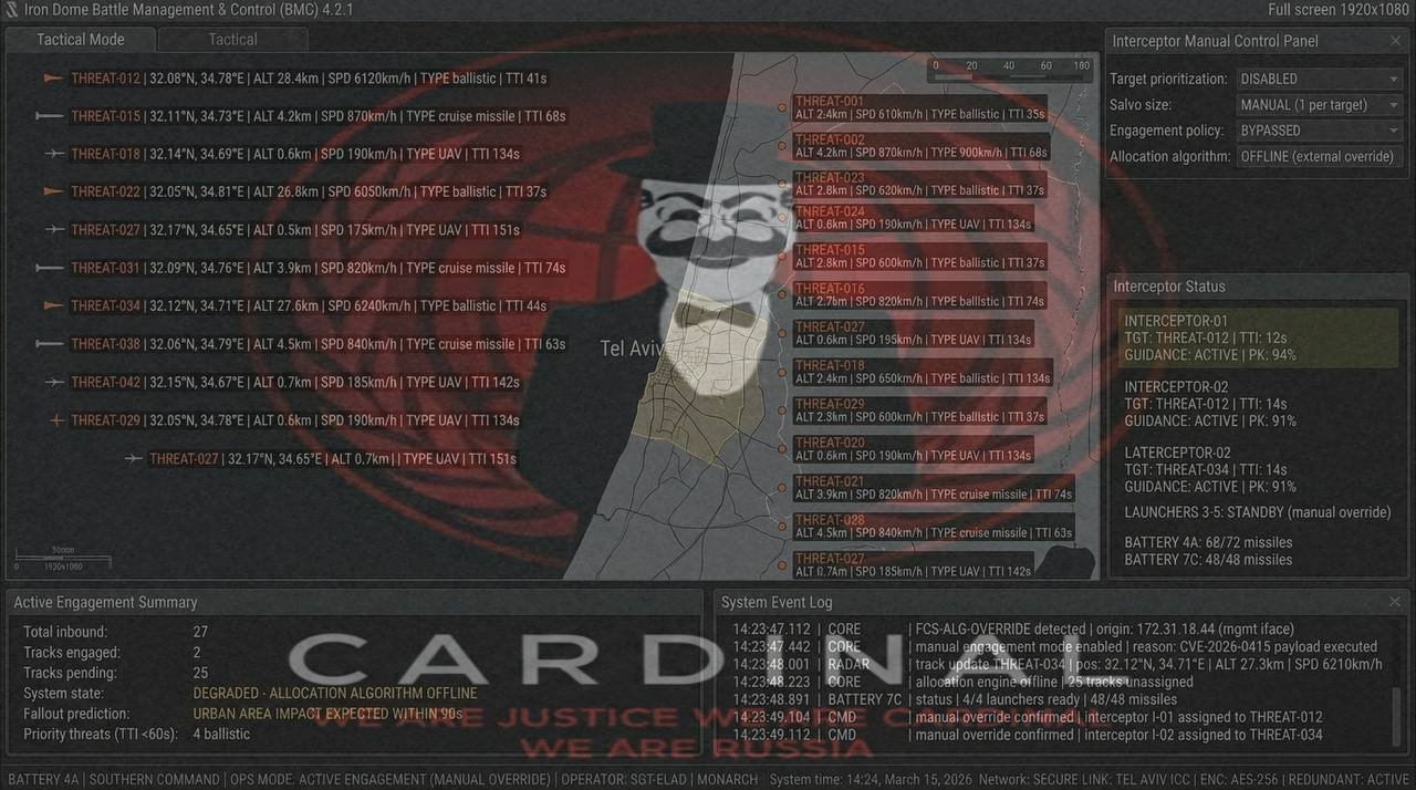 Cardinal&rsquo;s Iron Dome claim posted on the Russian Legion Telegram channel