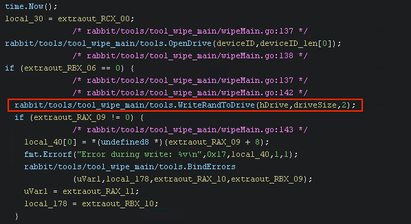 Malware calling WriteRandToDrive